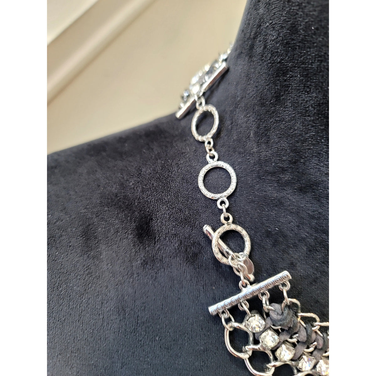 Silver Tone Chunky Multi-Strand Chain Necklace Braided Statement Collar Jewelry
