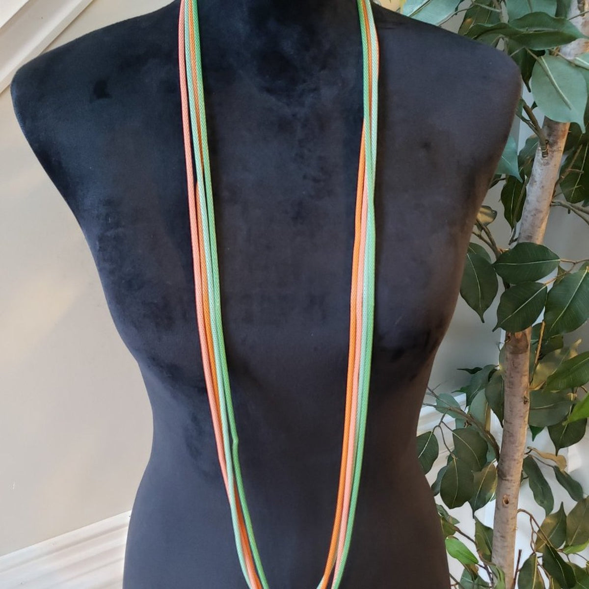 Womens Fashion Multicolor Macrame Cord Fabric Roop Long Collar Necklace Jewelry