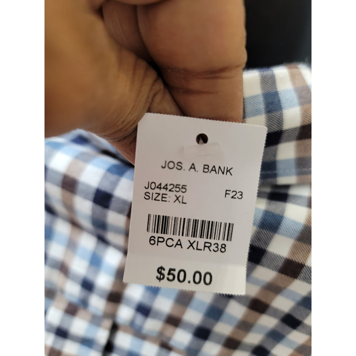 Joseph A. Bank Button Down Shirt Men's Size XL Blue White Cotton Blend Collared