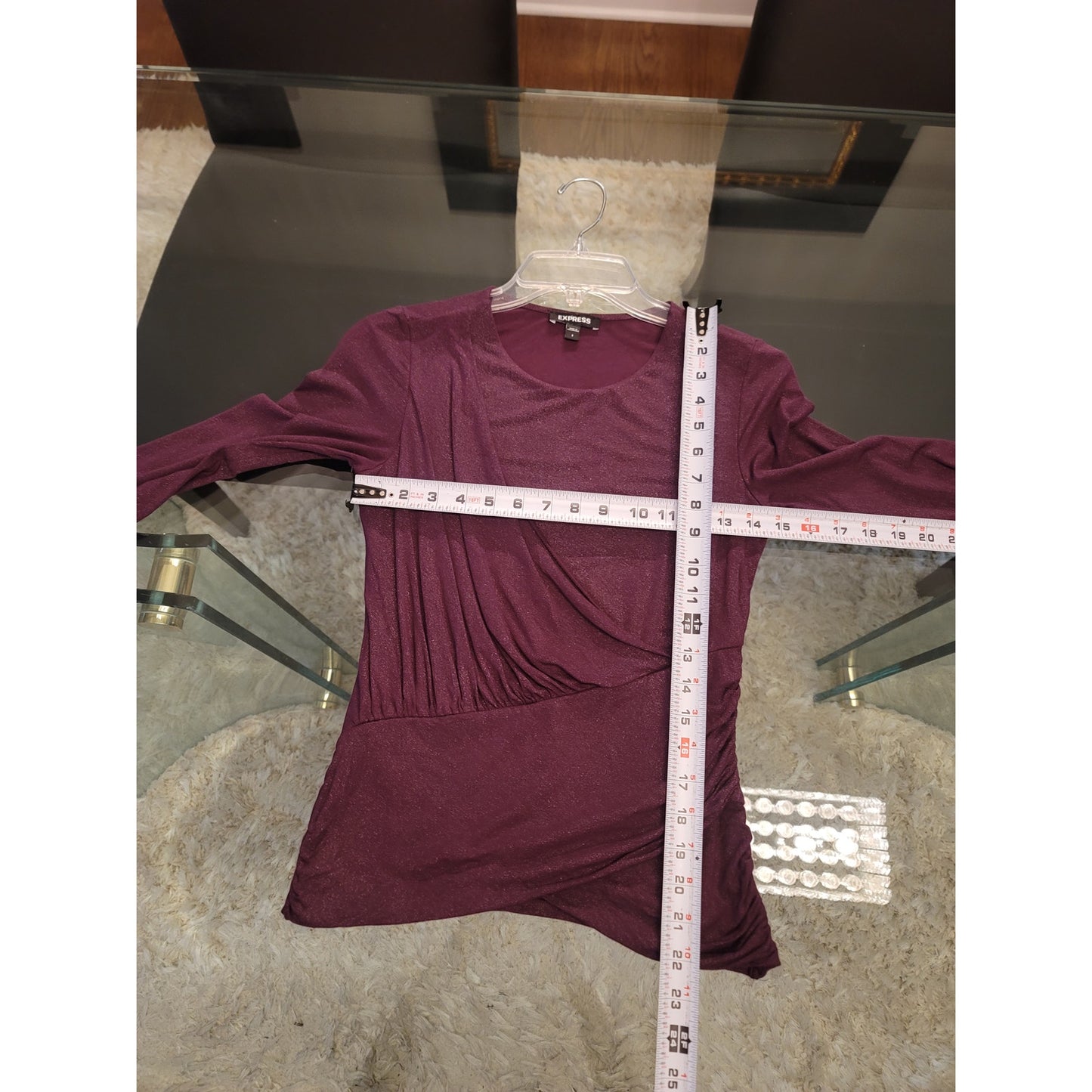 Express Top Women's Size Small Purple Long Sleeves Wrap Stretch Blouse