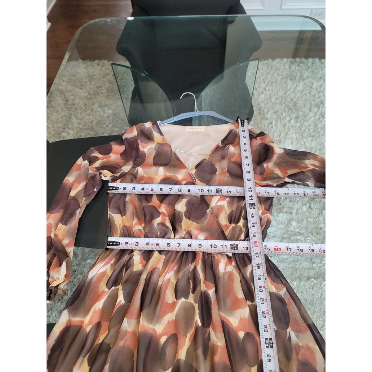 Pointed Threads Midi Dress Women's Size Large Multicolor 100% Polyester V Neck