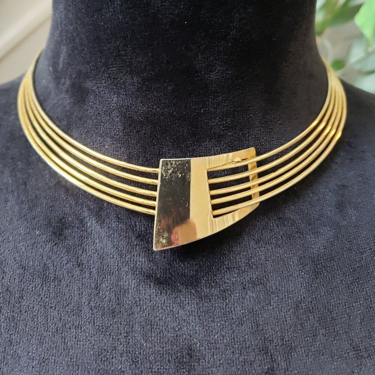 Womens Fashion Gold Tone Statement Tribal Choker Collar Necklace Jewelry