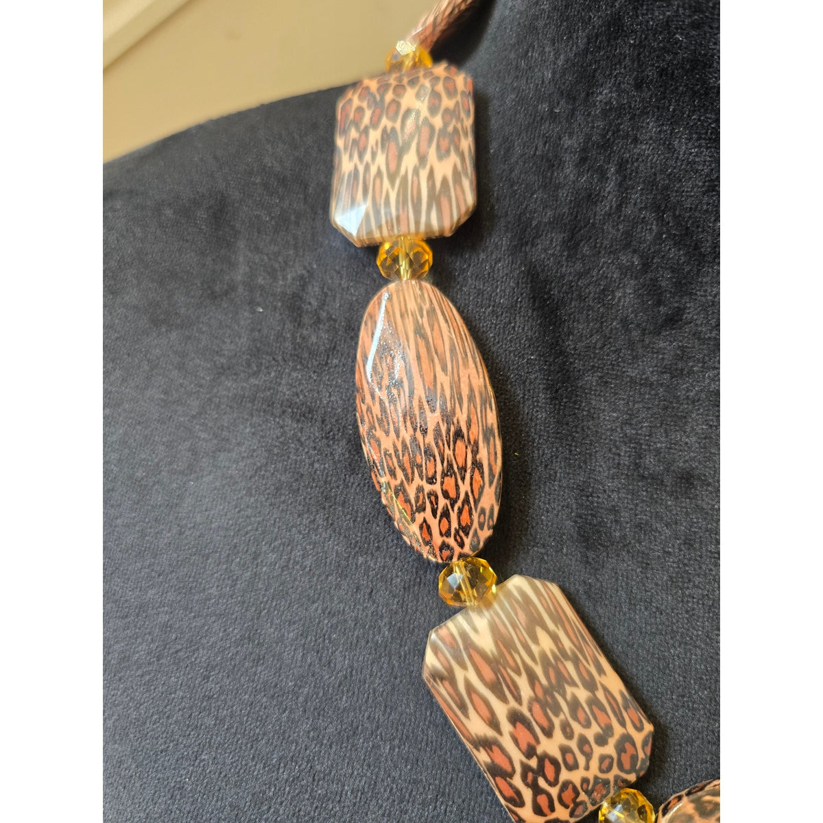 Brown Leopard Print Chunky Beaded Statement Necklace