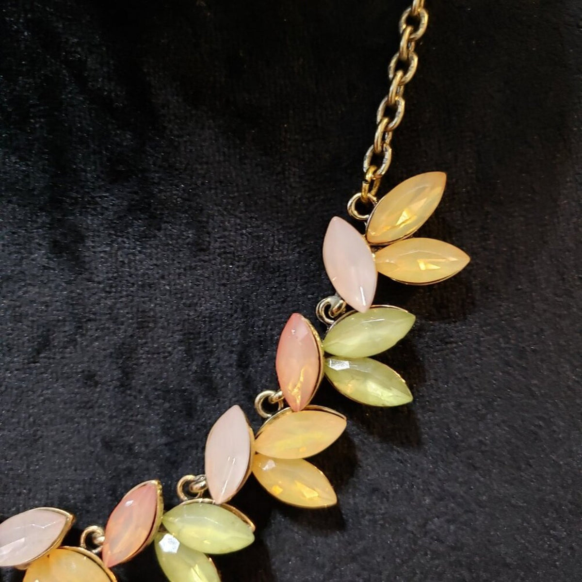 Womens Yellow Crystel Marquise Opal Bib Statement Necklace with Lobster Clasp