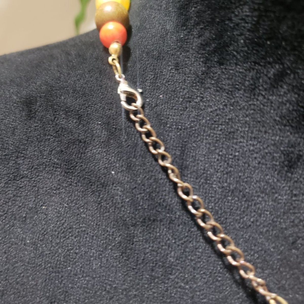 Women Multicolor Graduated Chunky Marble Pattern Beads Necklace Lobster Clasp