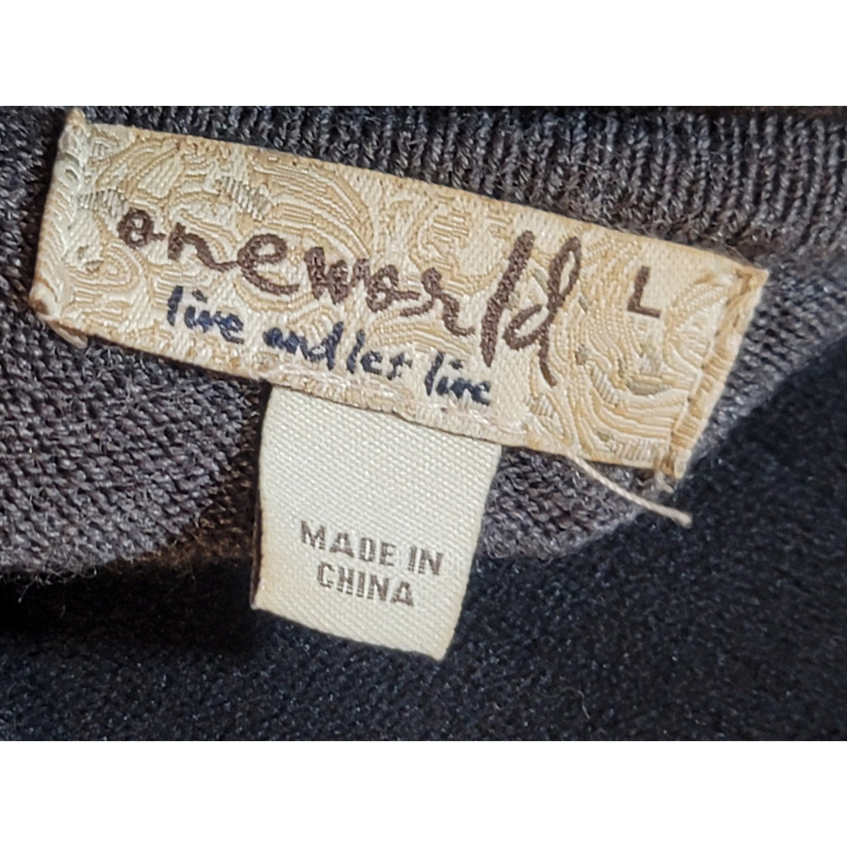 One World Longline Cardigan Sweater Women's Large Gray Buckle Front Long Sleeve