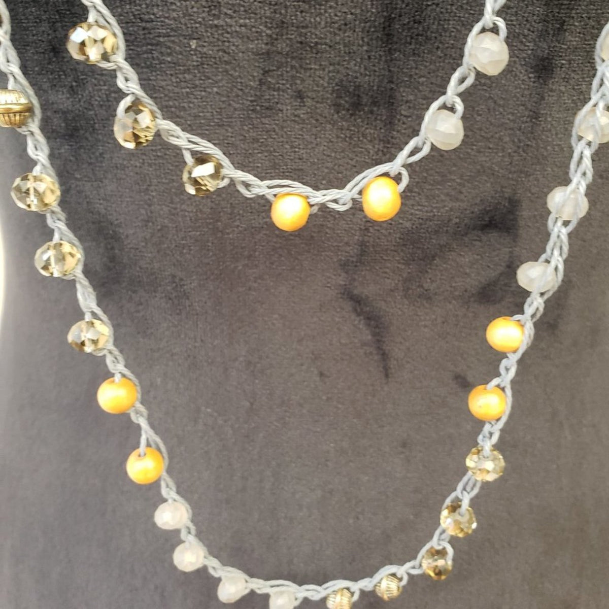 Womens Fashion Multicolor Amber Crystel Beaded Single or Double Layered Necklace