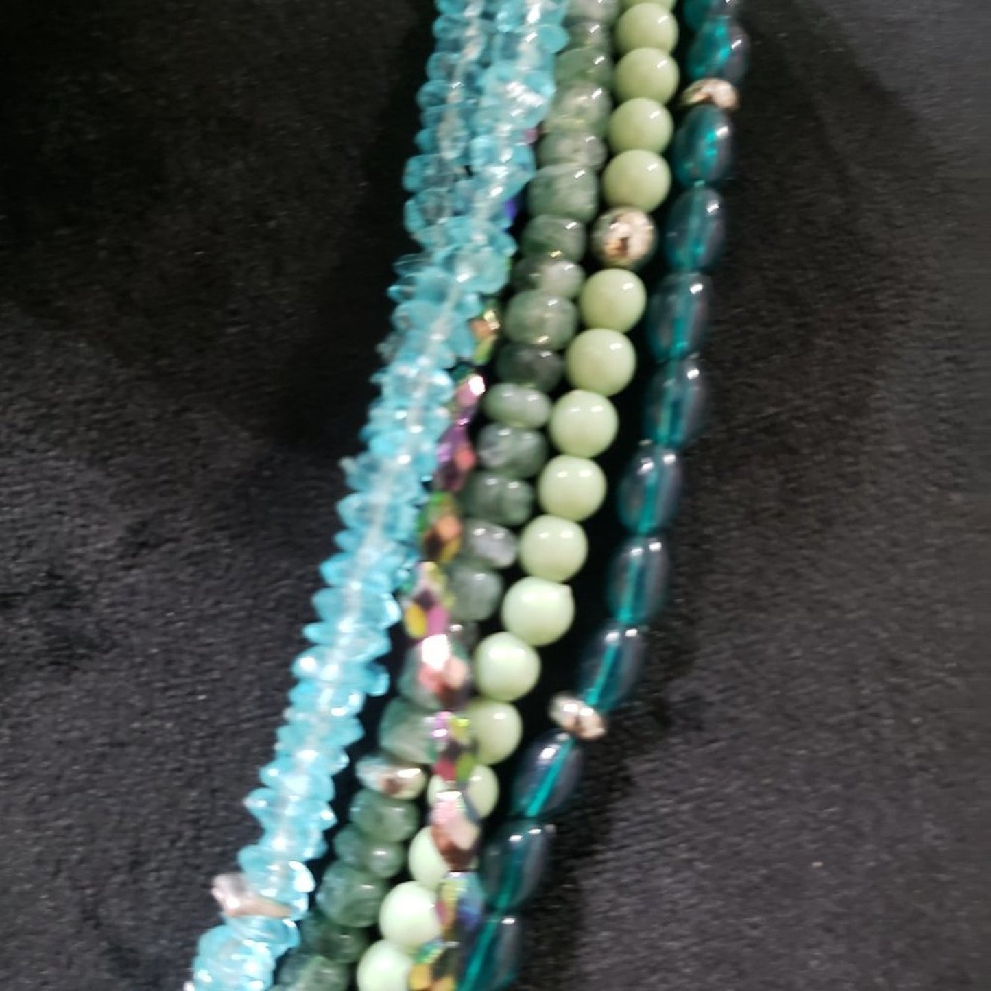 Womens Fashion Multi Strand Multicolor Beaded Collar Necklace with Lobster Clasp