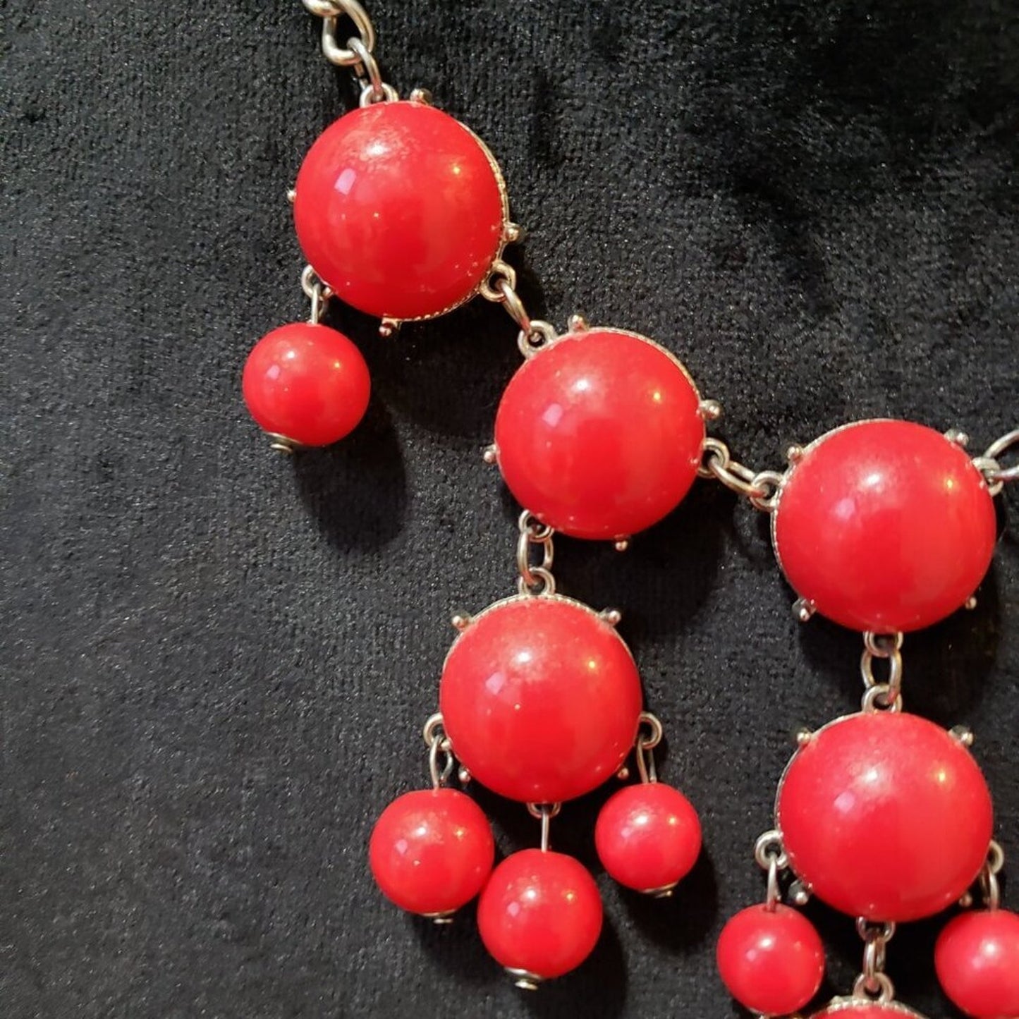 Womens Red Rhinestone Silver Tone Chain Necklace Jewelry with Lobster Clasp