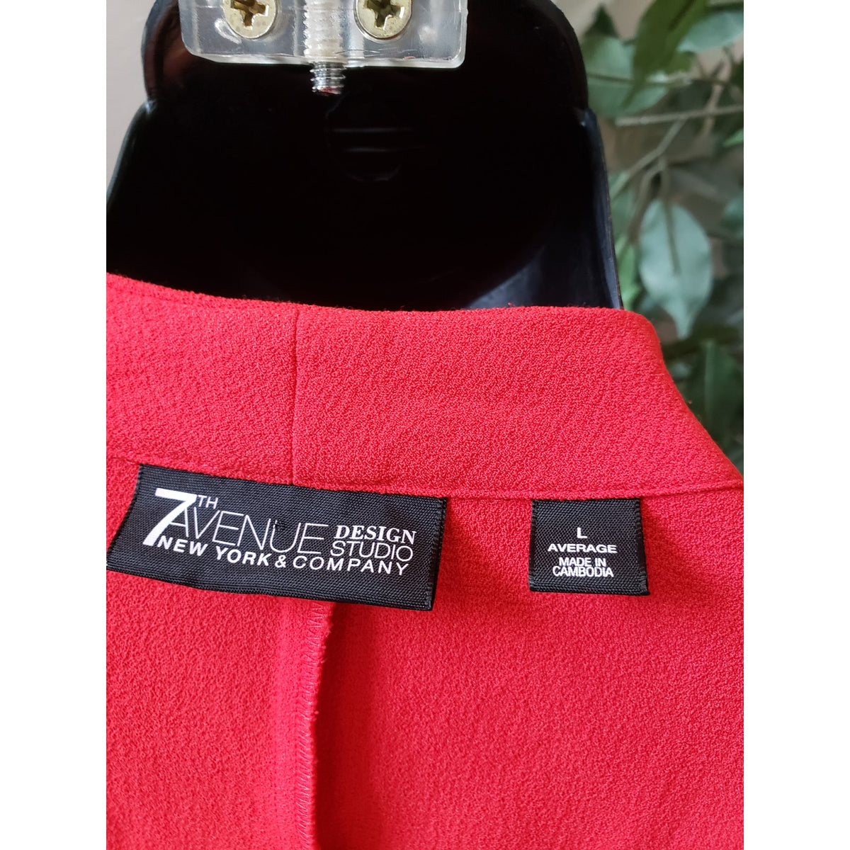 7th Avenue 2 Piece Suit Womens L/14 Red Pockets Slim Fit Notch Lapel Tie Waist