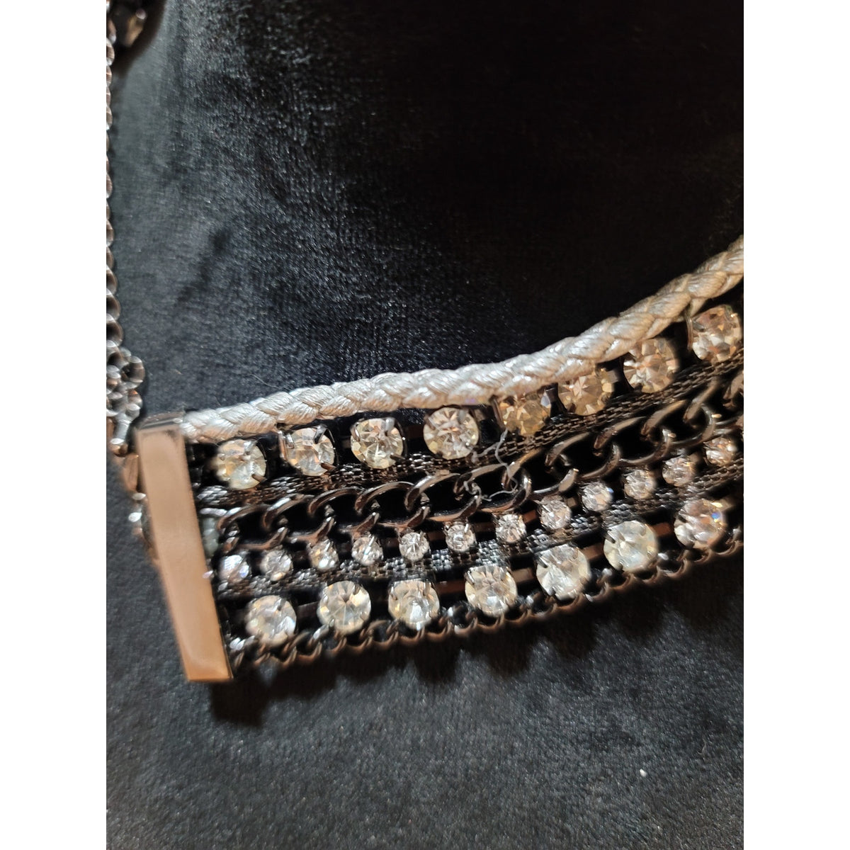 Women's Statement Rhinestone Choker And Necklace With Adjustable Chain Lock