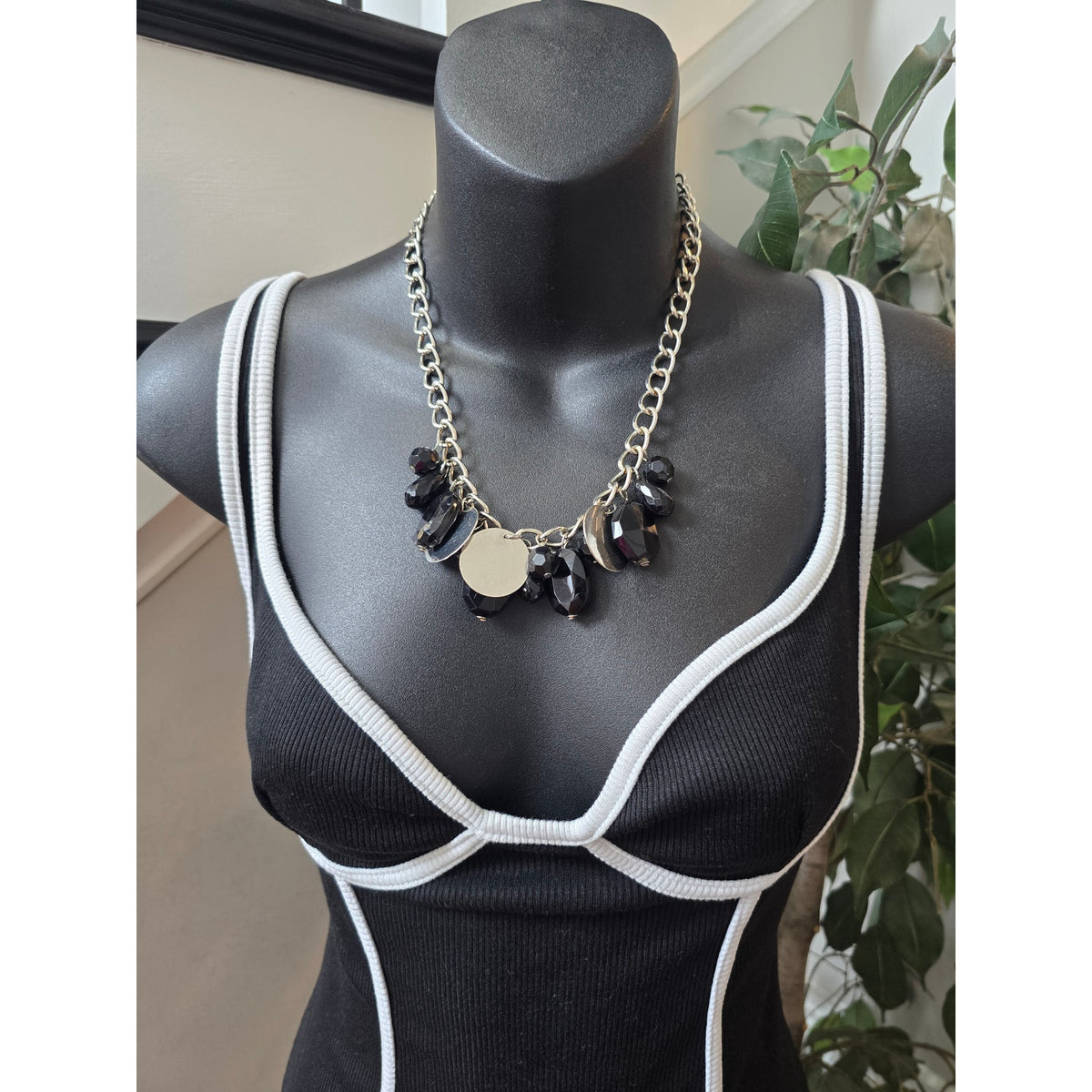 Bodycon Mini Dress Women Chest Small Black/White Ribbed Seamless Back Sleeveless