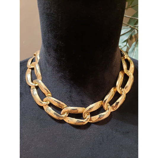 Vintage Gold Tone Womens Fashion Multi Linked Necklace Jewelry with Box Clasp