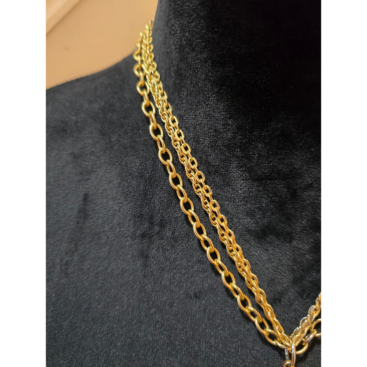 Women's Vintage Gold Tone Multi Chain Necklace Bee Design Statement Pendant