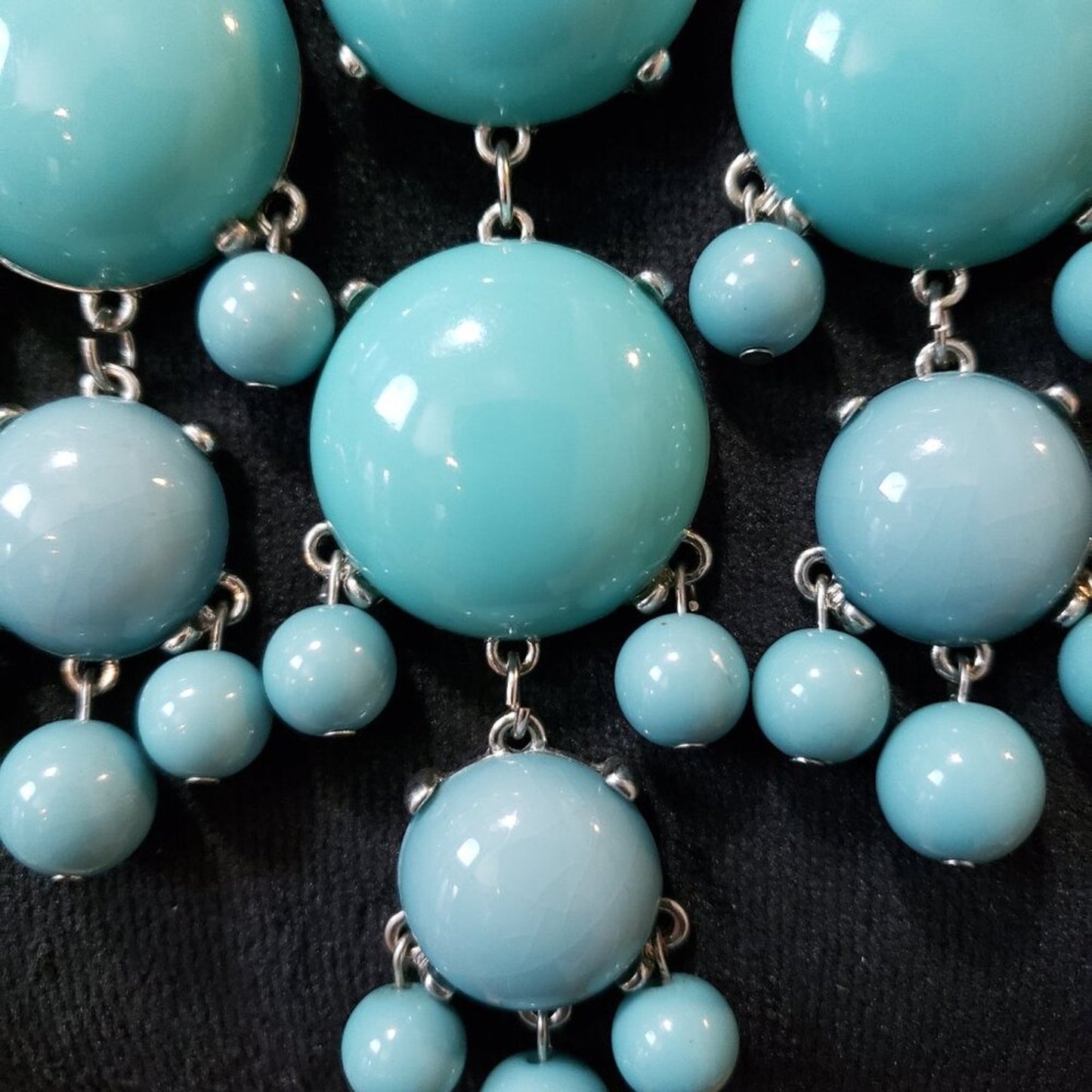 Womens Blue Jane Stone Bubble Silver Chain Necklace Jewelry with Lobster Clasp
