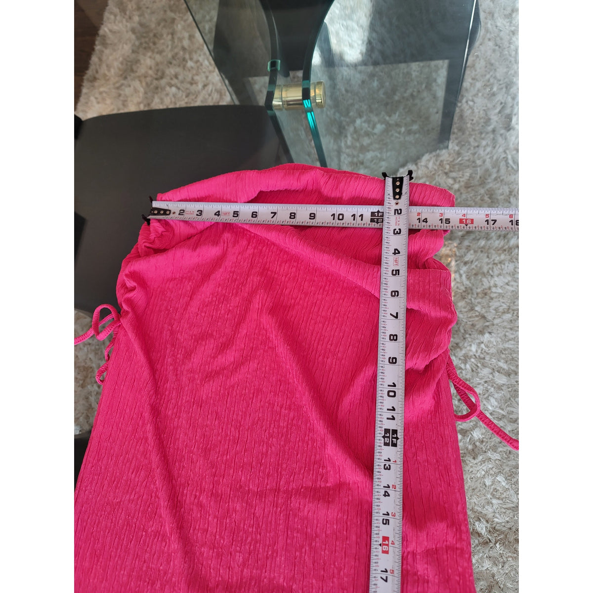 Two-Piece Dress Women's SZ XL Pink Ruched Cowl Neck Cap Sleeve Drawstring Tie