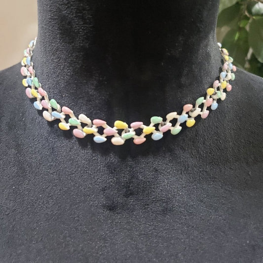 Women Fashion Charming Multicolor Linked Choker Necklace with Hook & Eye
