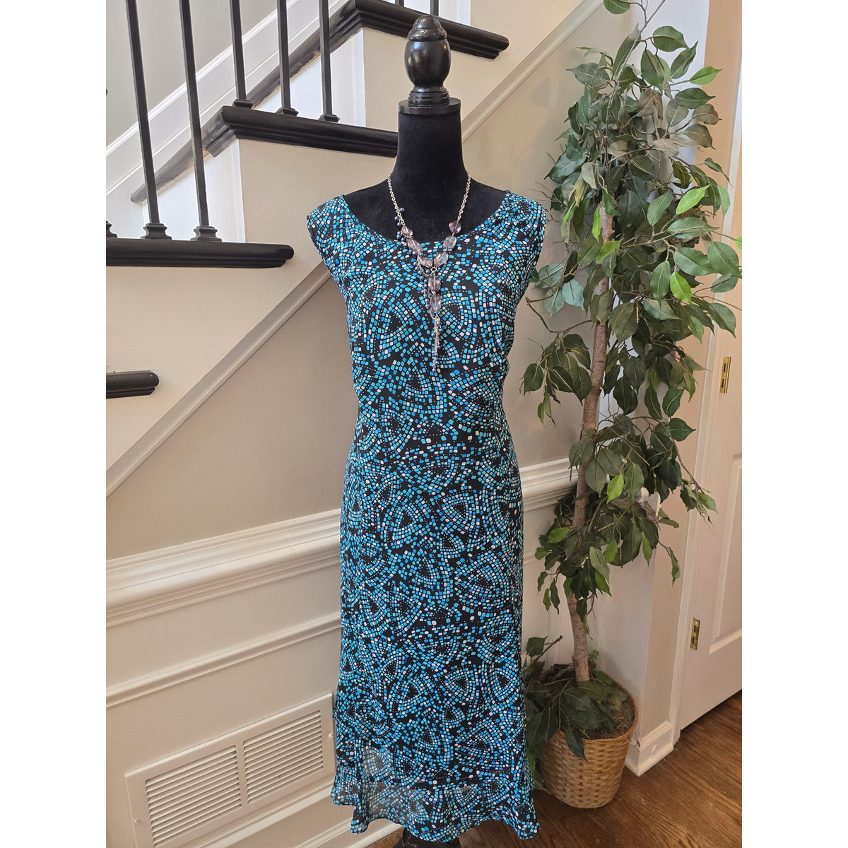 Maggie Barnes Shift Dress Women's SZ 20W Multicolor Geometric Back Zipper Lined