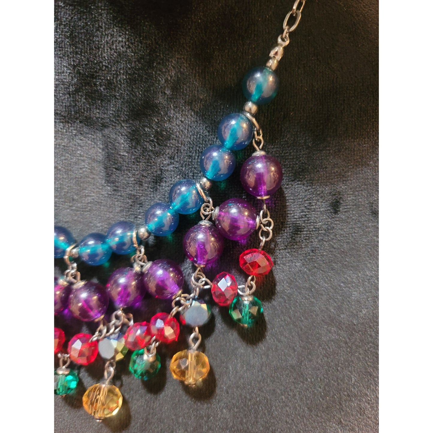 Women's Multicolor Beaded Statement Necklace With Lobster Clasp Fashion Jewelry