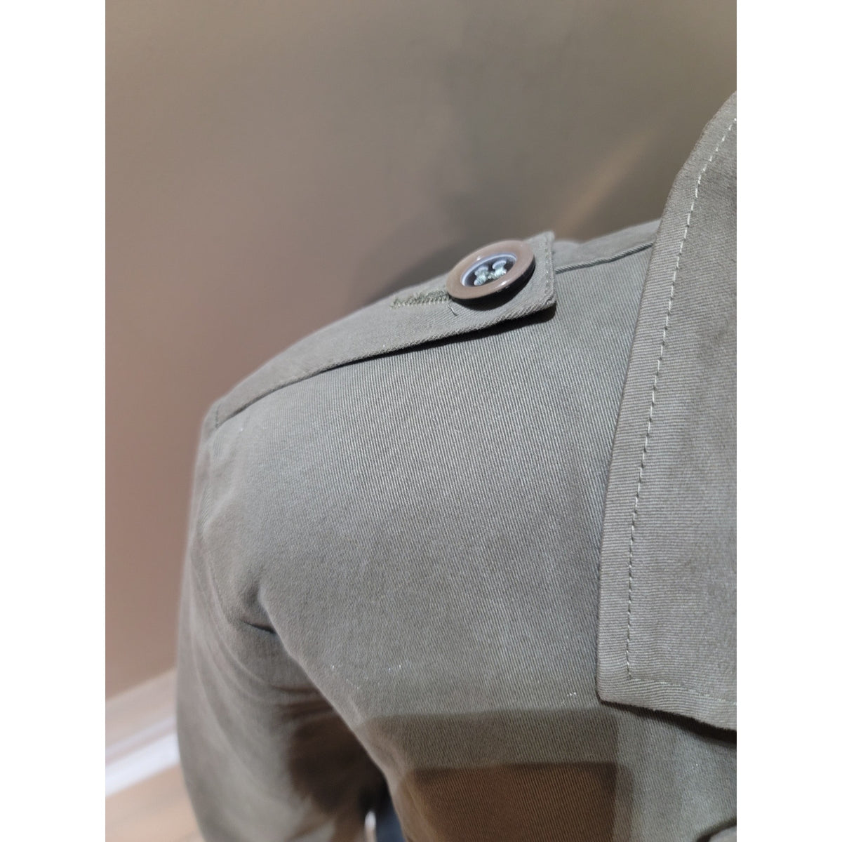 Dont Ask Why Military Jacket Women One Size Olive Green Button Front Long Sleeve