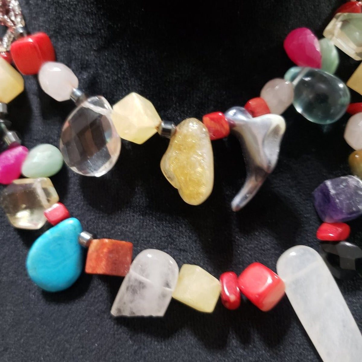 Women's Multi Stone Gemstone Adjustable Double Strand Necklace