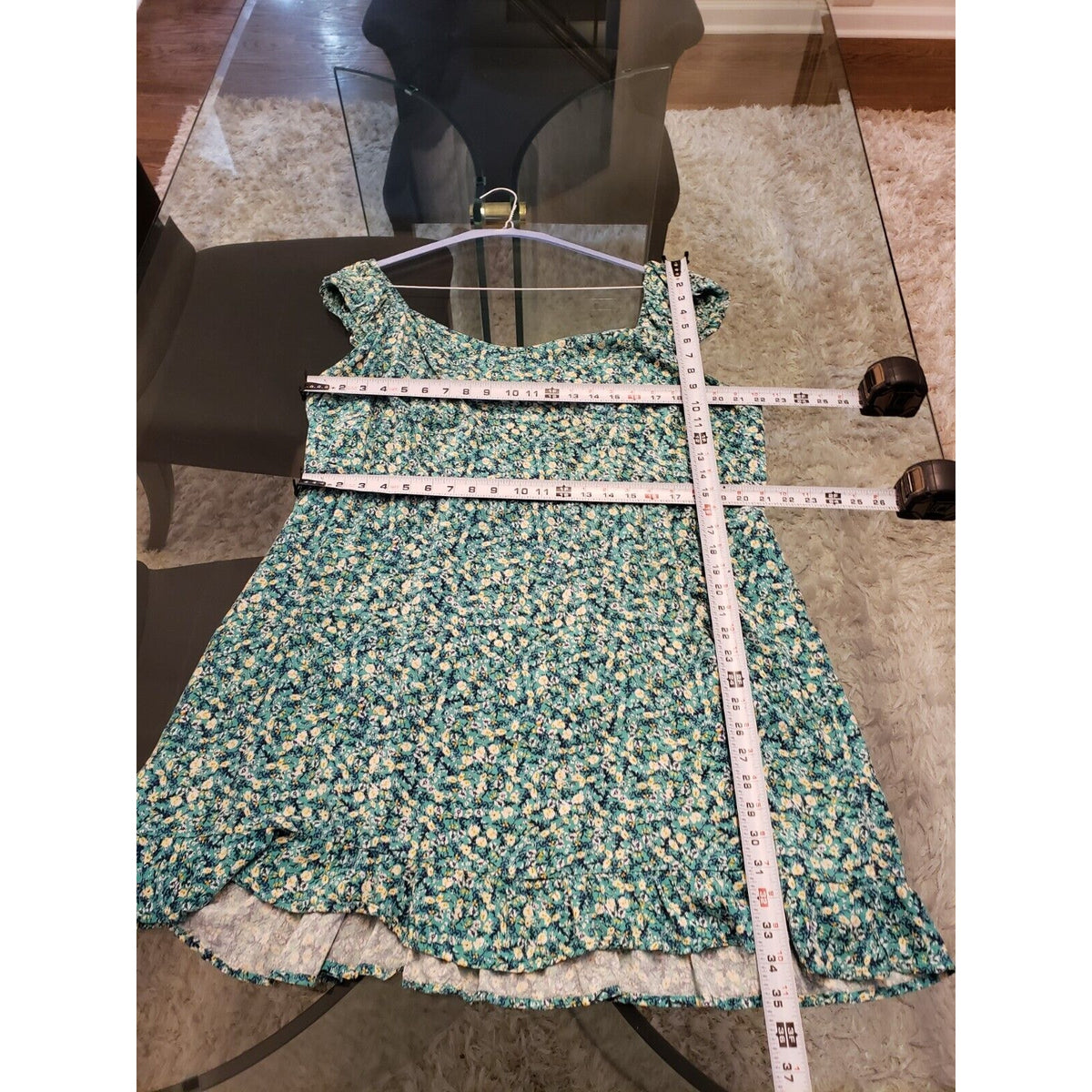 Old Navy Womens Green Floral Backless Smocked Sweetheart Knee Length Dress 3X