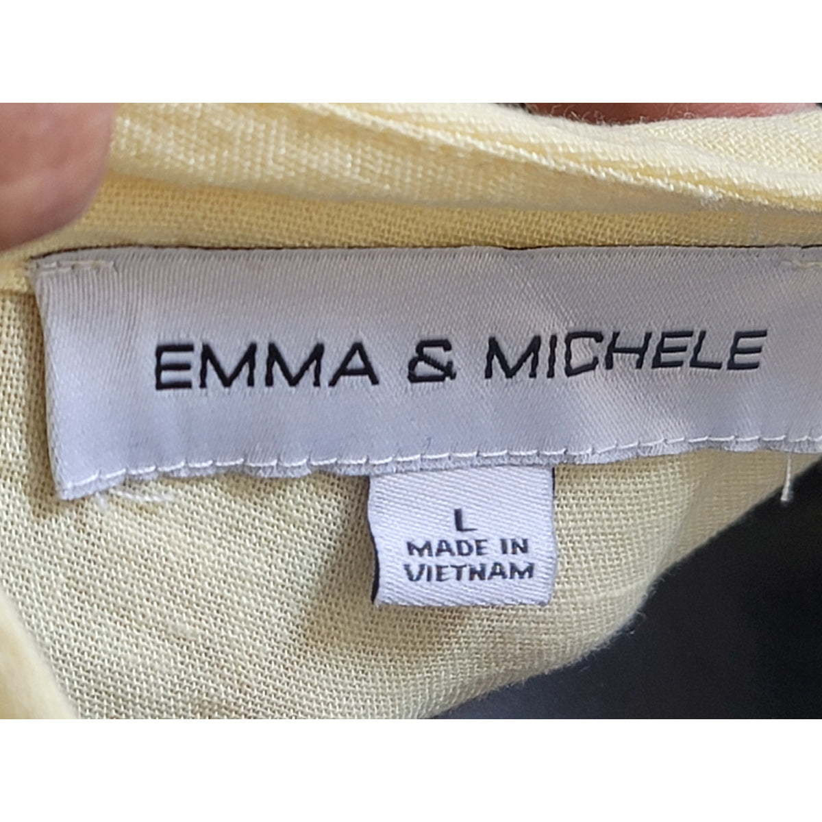 Emma & Michele Midi Dress Women Large Soft Yellow Wrap V-Neck Crinkled Tie-Waist