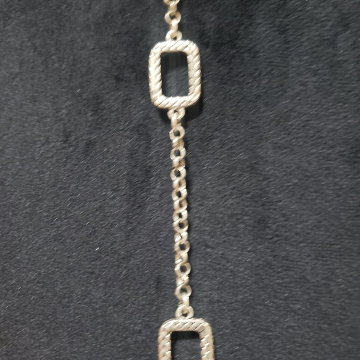 Women Fashion Silver Tone Long Chain with Squares Links  Necklace w/ Lobster