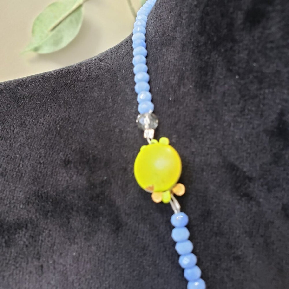 Women Fashion Blue Jade Beaded Heart Pendant Necklace Jewelry with Lobster Clasp