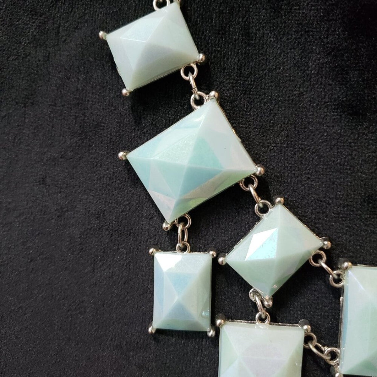Womens Blue Beaded Silver Tone Chain Necklace Jewelry with Lobster Clasp