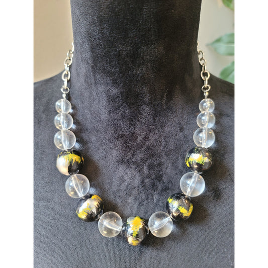 Women's Chunky Beaded Statement Necklace With Lobster Clasp Bold Fashion Jewelry
