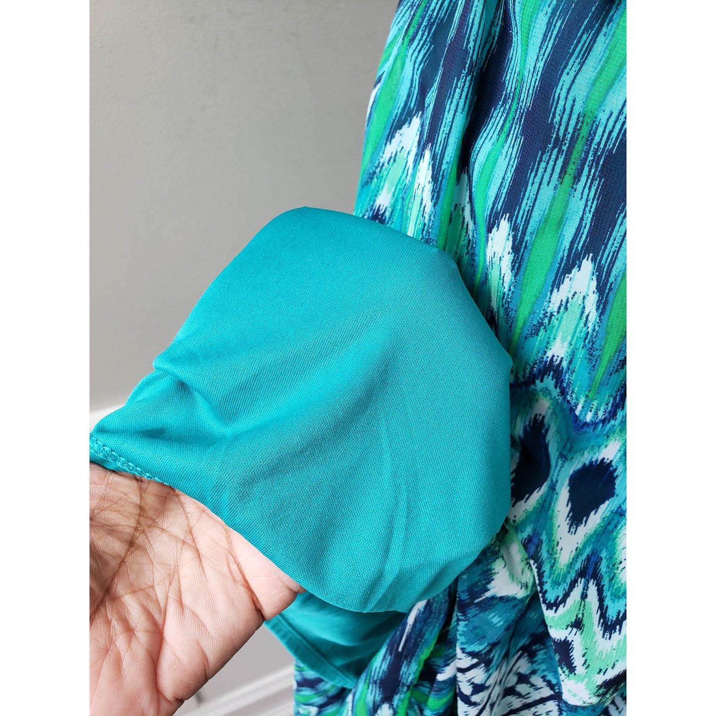 Faded Glory Long Maxi Dress Women 2X Green & Blue Ruffle Strap V-Neck Sleeveless