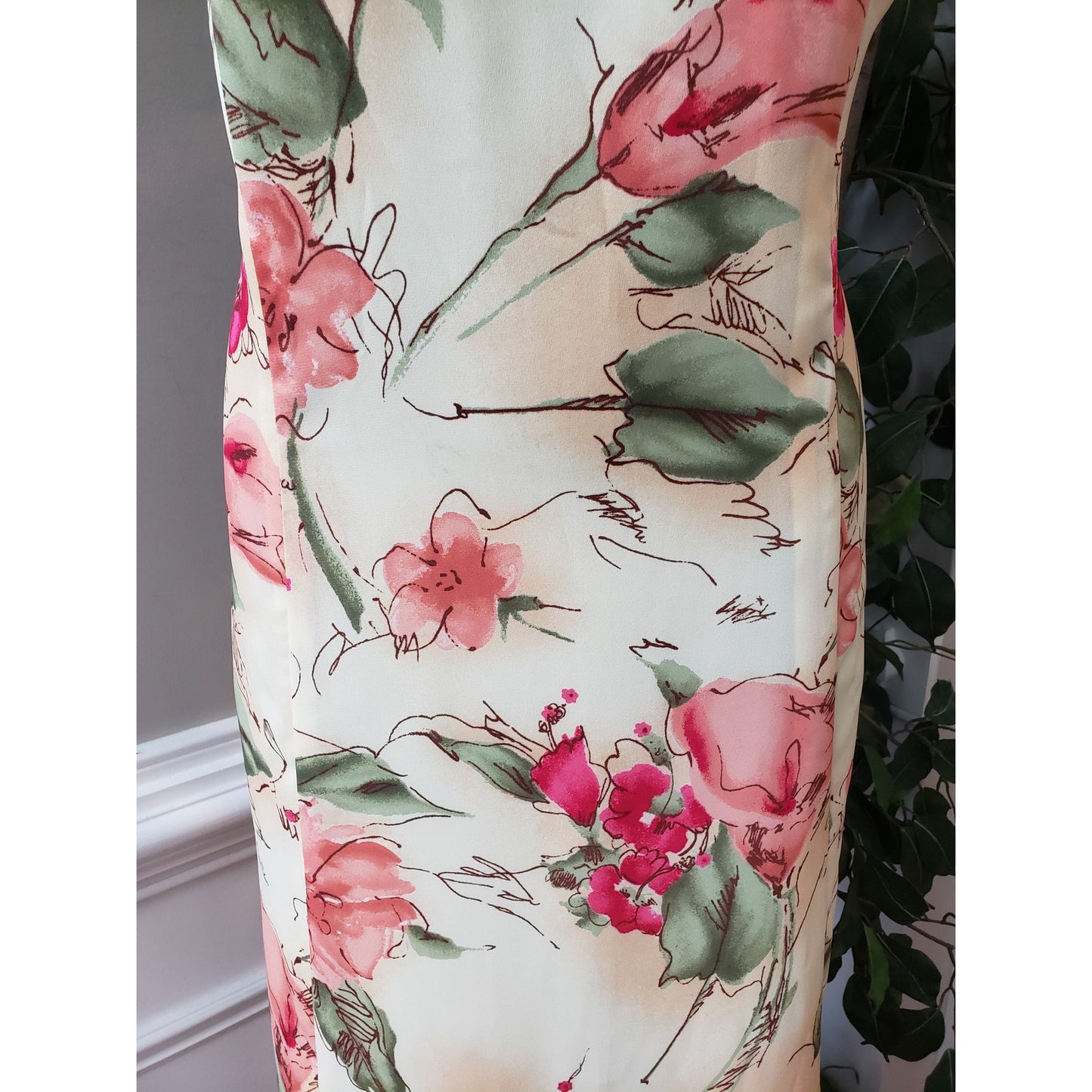 Studio C Long Maxi Dress Women's L Blue & Beige Reversible Scoop Neck Sleeveless