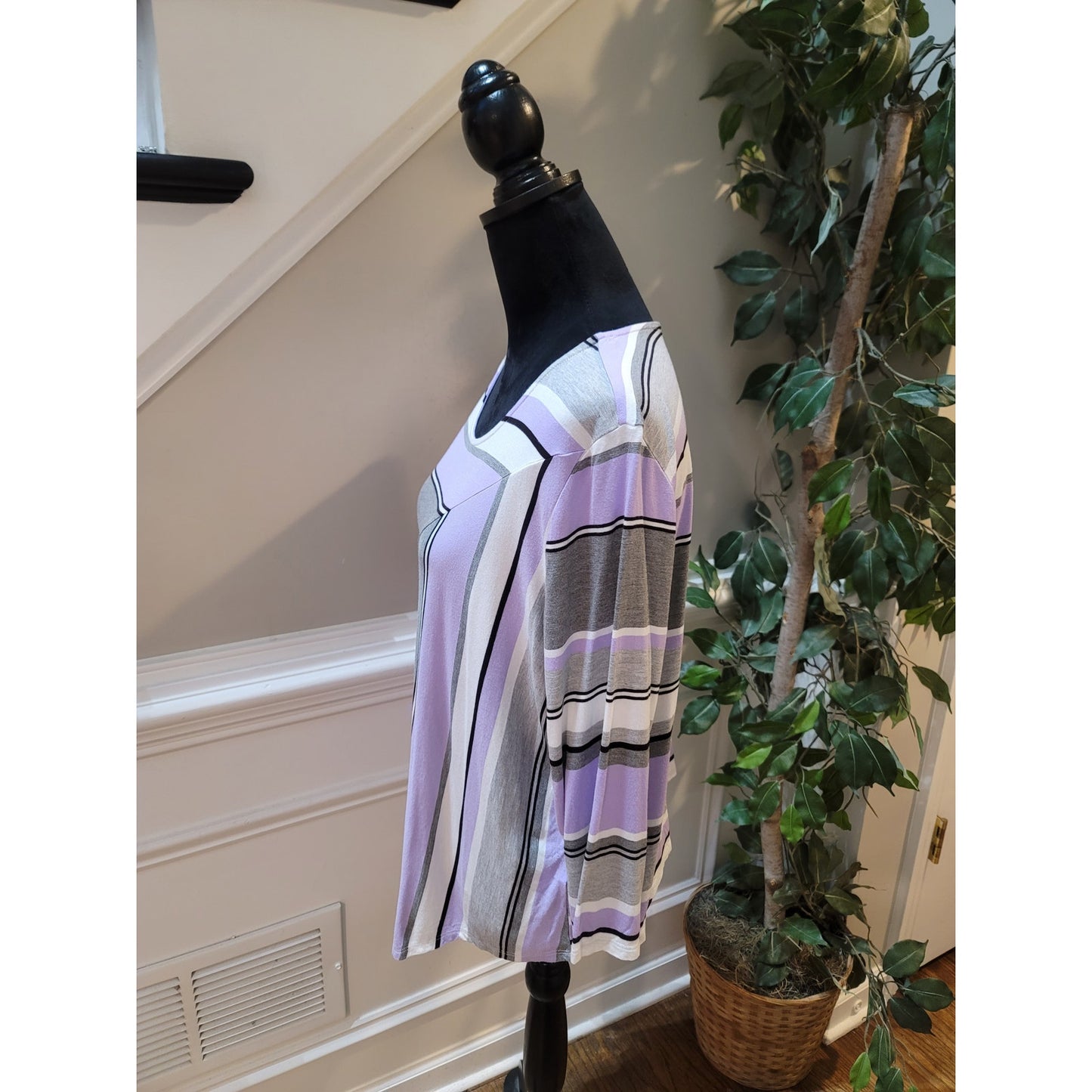 Alfred Dunner Top Women’s Size PL Multicolor Long Sleeves Stripped Blouse