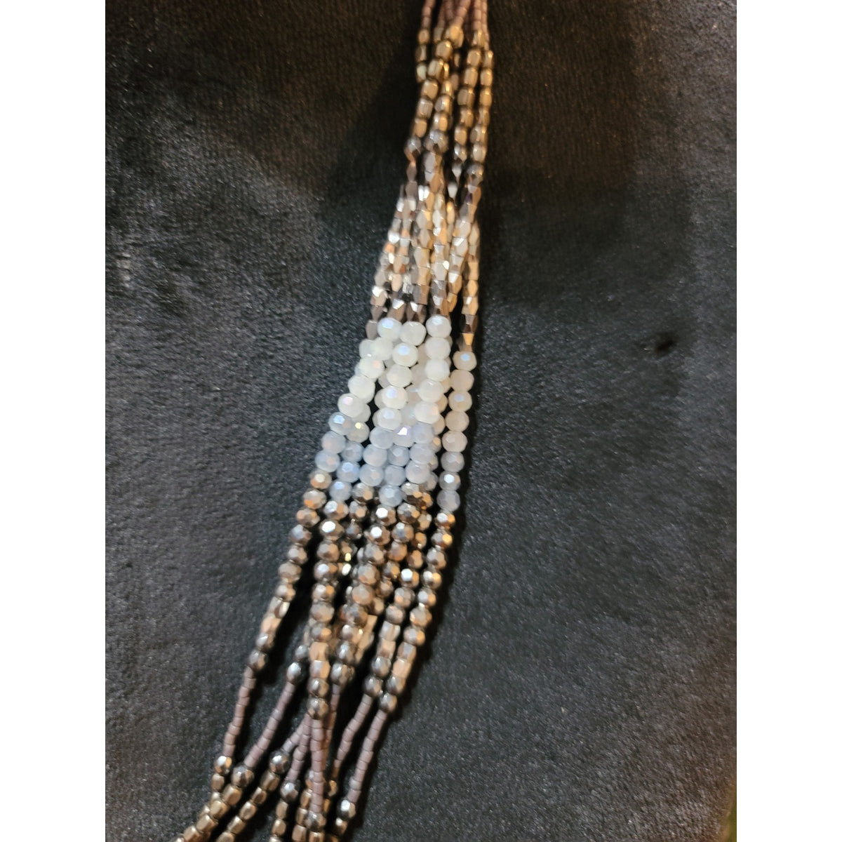 Women's Multi Strand Beaded Necklace With Faceted Beads And Lobster Clasp Design