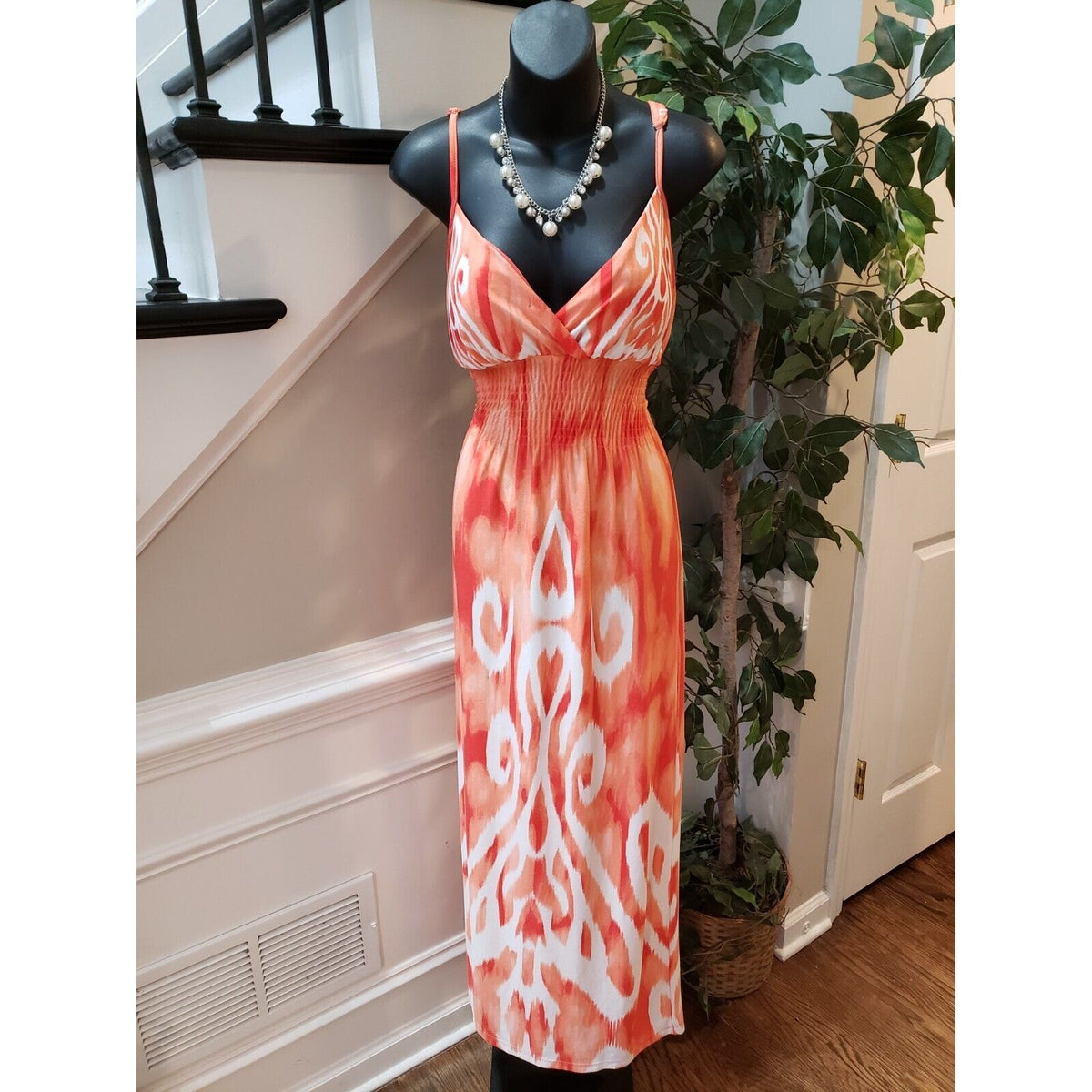 Dots Women's Multicolor Polyester Sweetheart Neck Sleeveless Long Maxi Dress S