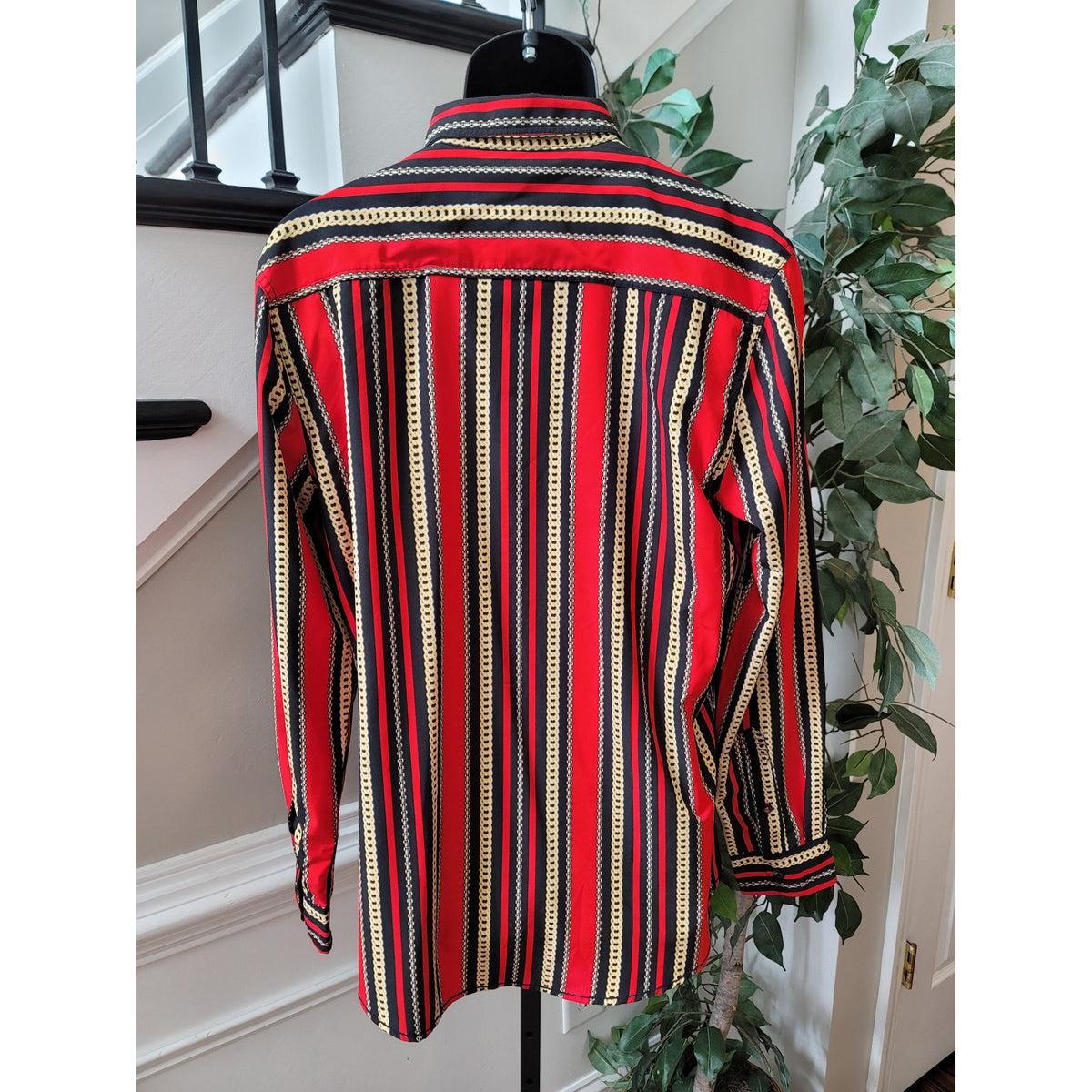 Drill Clothing Company Button Down Shirt Men's Size Large Red Black Stripes