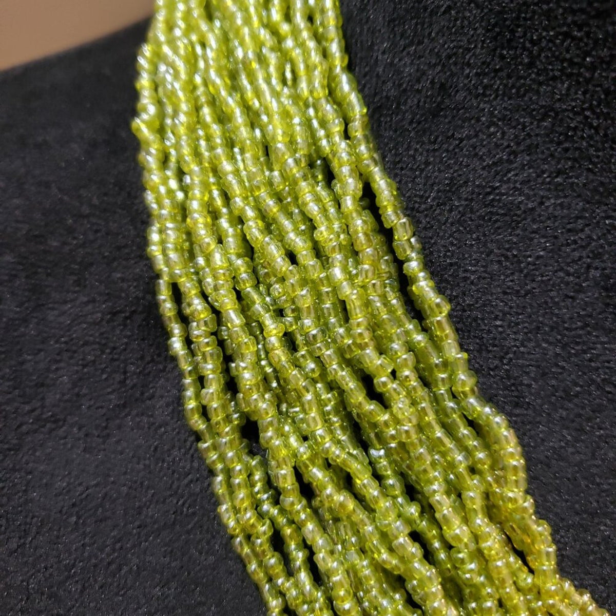 Womens Fashion Green Strands Seed Multiple Layer Beaded Necklace Jewelry