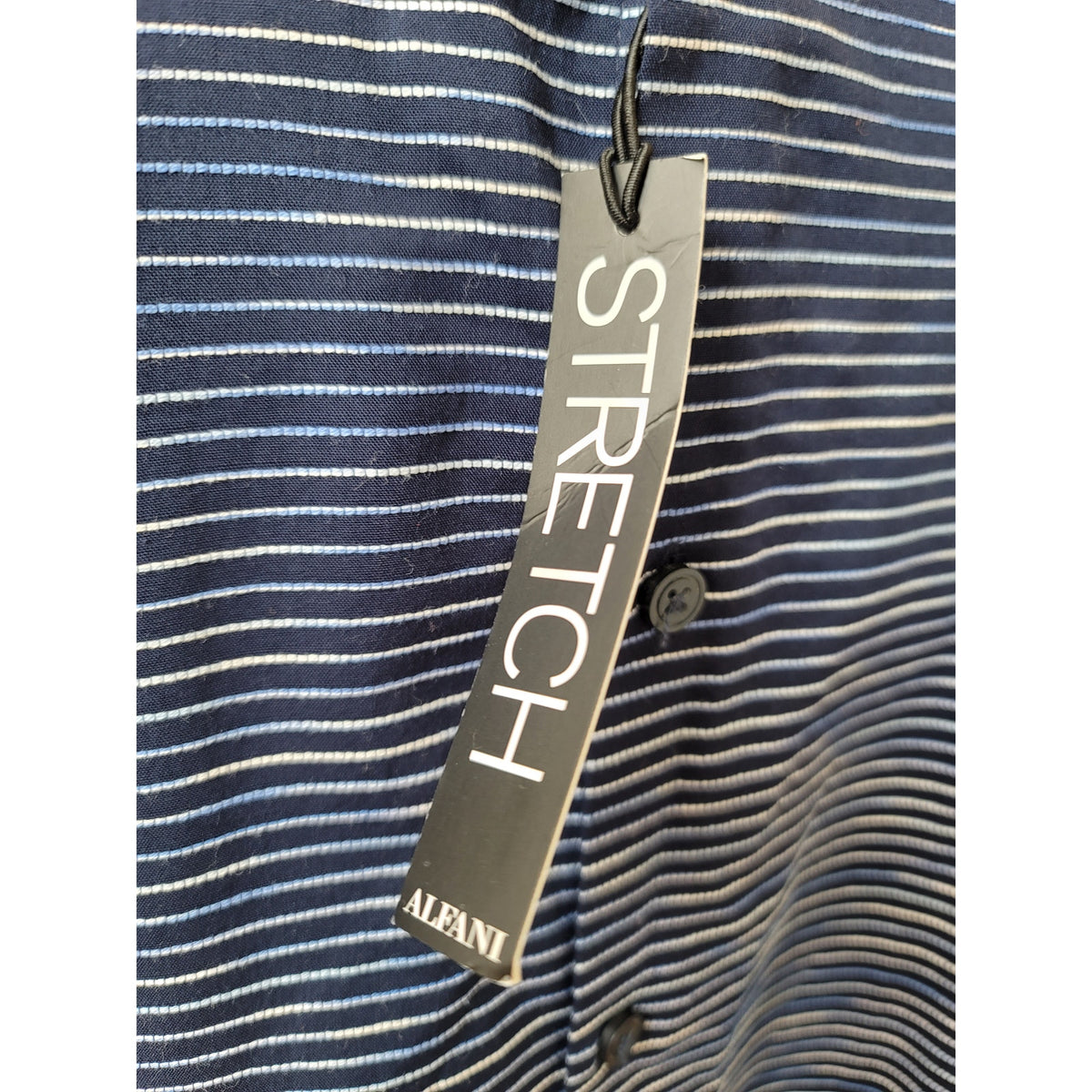 Alfani Button-Up Shirt Men's Size X-Large Blue Stripes 100% Cotton Long Sleeves