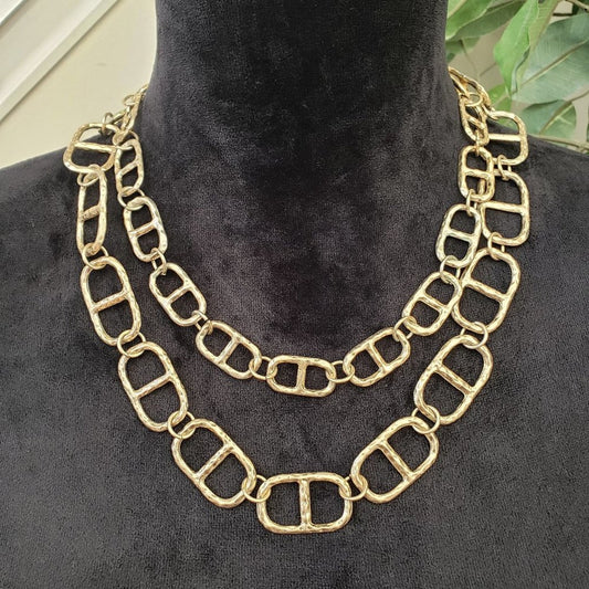 Charming Charlie Women Gold Tone Double Chunky Chain Necklace with Lobster Clasp