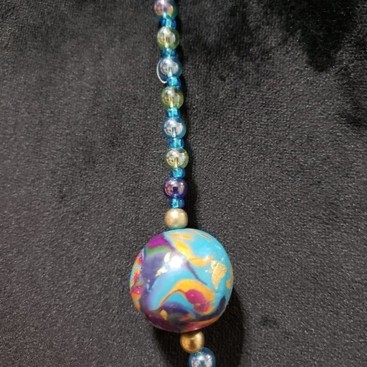 Women Fashion Murano Glass Charm Multi Beaded Long Necklace with Toggle Clasp