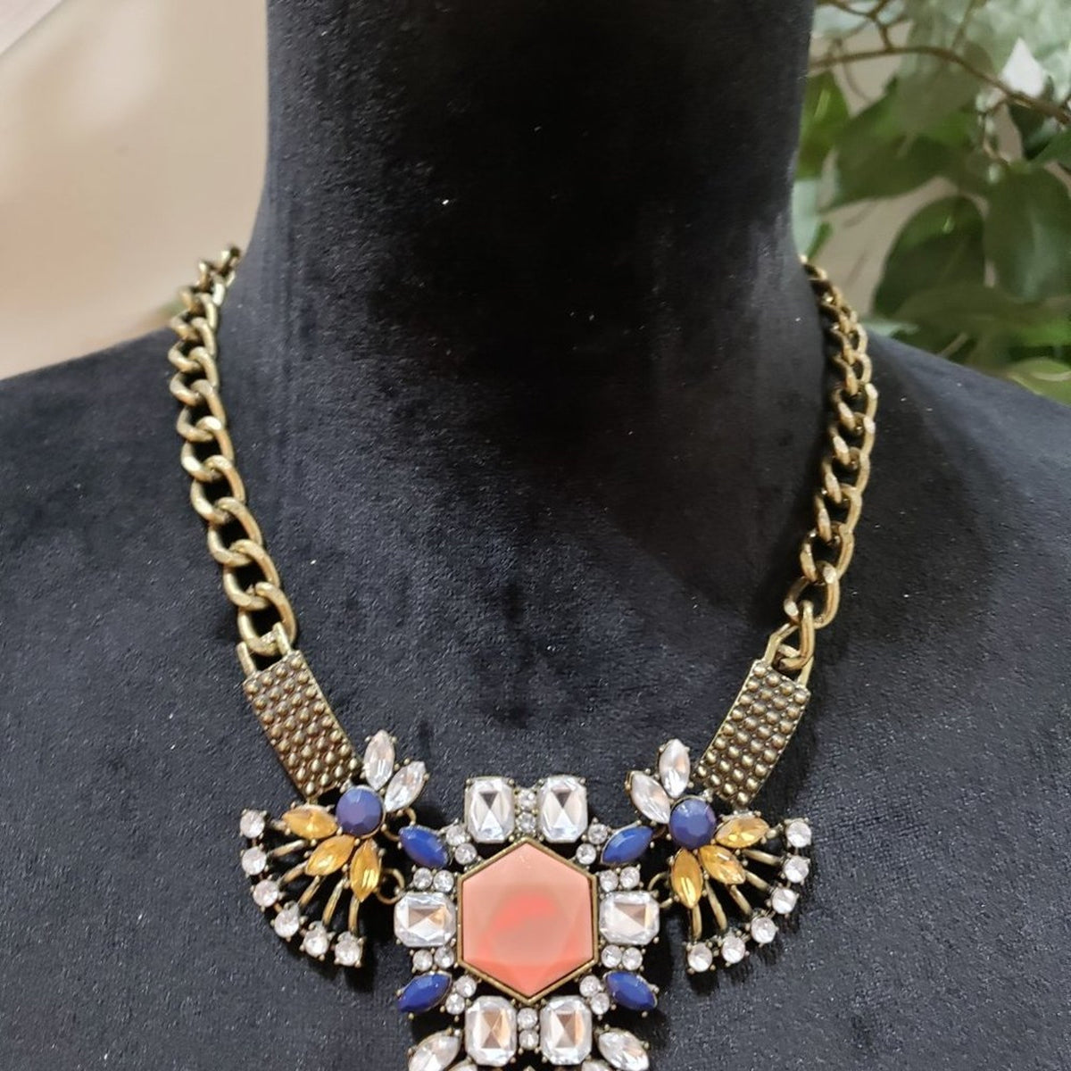 Womens Fashion Rhinestone Marquise Gold Tone Pendant Necklace with Lobster Clasp