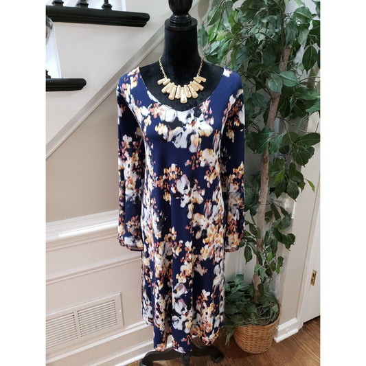 Est 1946 Women's Blue Tie Dye Long Sleeve Round Neck Pullover Shift Dress 18/20W