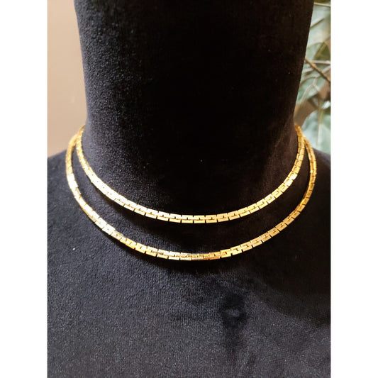 Womens Fashion 2 Strand Boho Gold Tone Link Box Chains Collar Necklace Jewelry