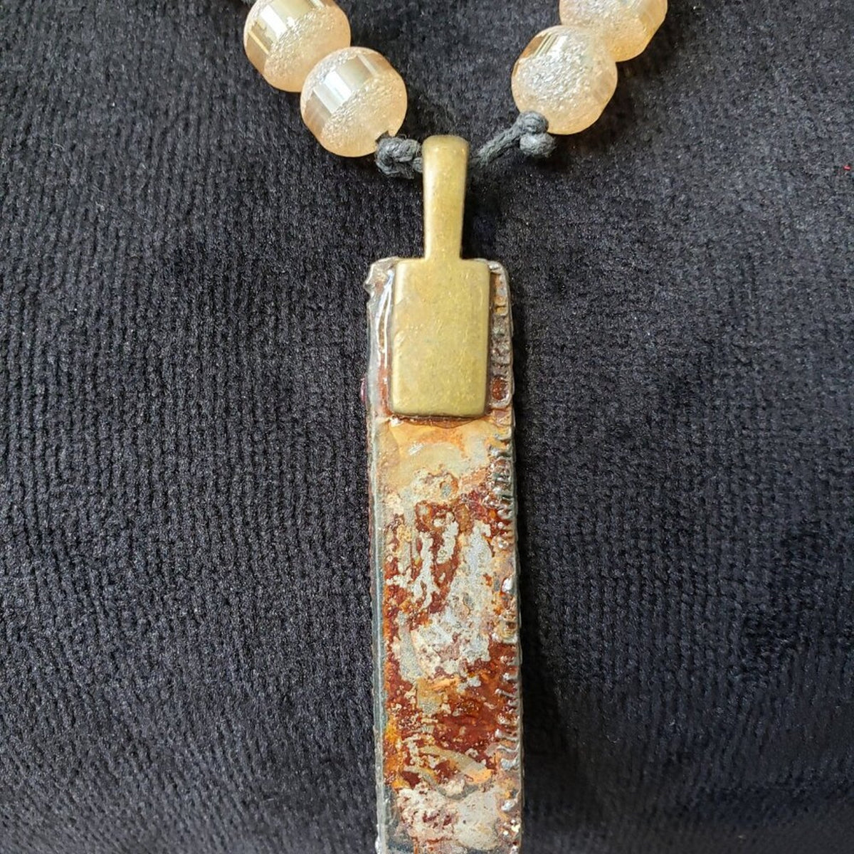Custom Yellow Crystal Beads Jasper Rectangle Tower Necklace with Lobster Clasp