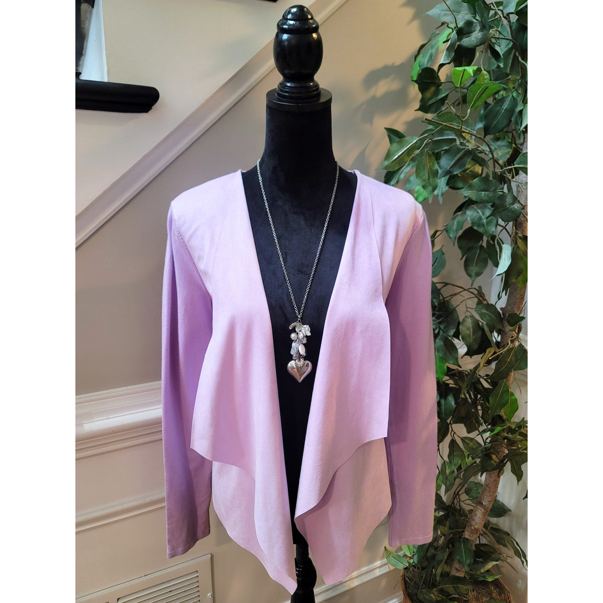 International Concepts Draped Jacket Womens Medium Purple Open Front Long Sleeve