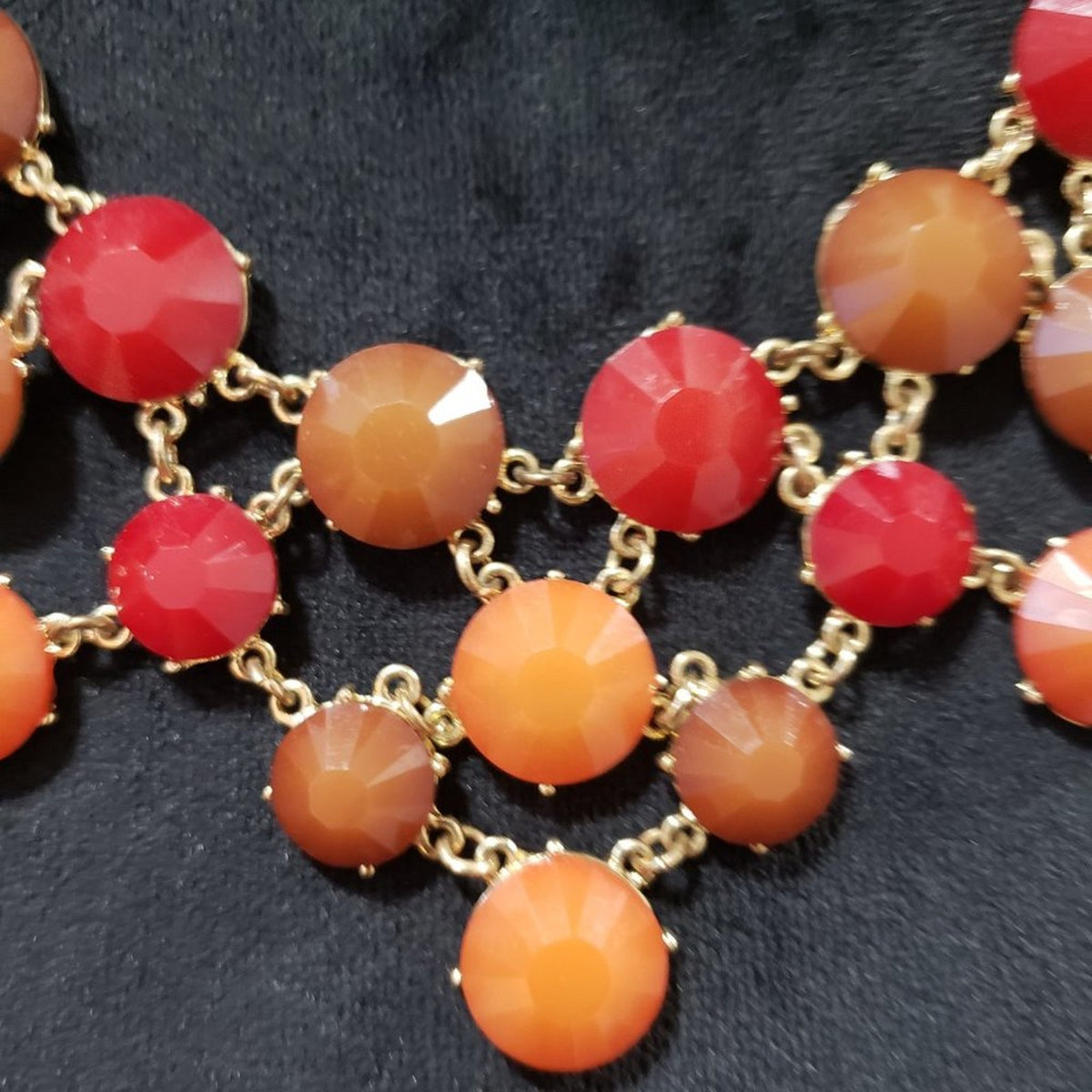 Versona Women Fashion Multicolor Rhinestones Beaded Gold Tone Chain Bib Necklace
