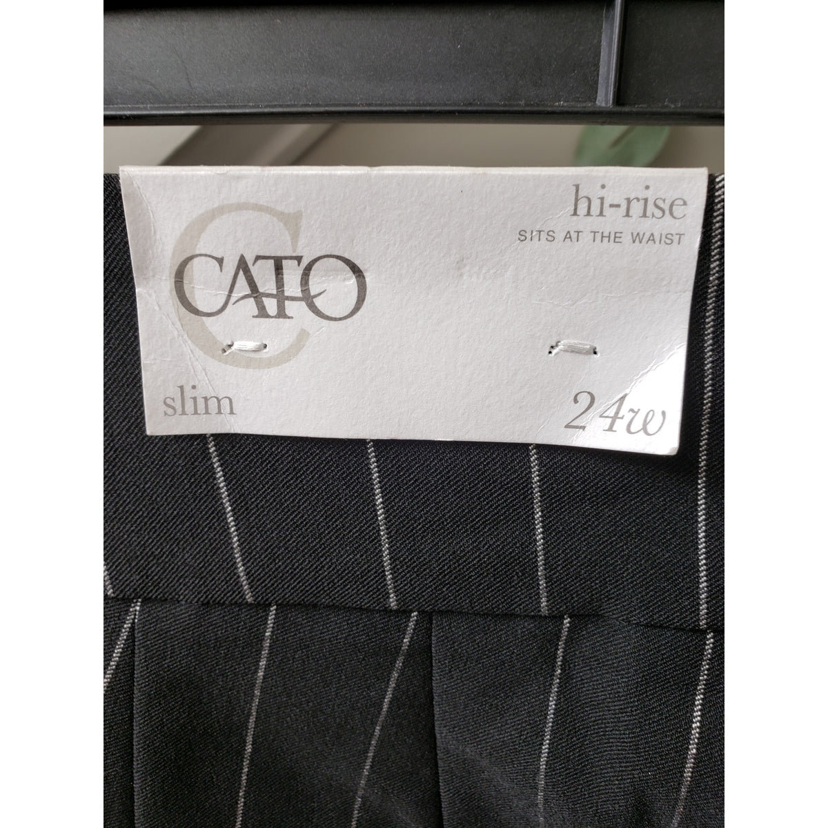 CATO Pants Womens Size 24W Black White Striped Slim Fit High Rise Ankle Slit