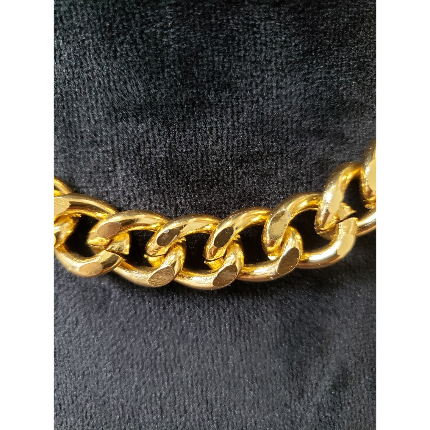 Gold Tone Curb Chain Necklace Thick Cuban Link Jewelry Necklace