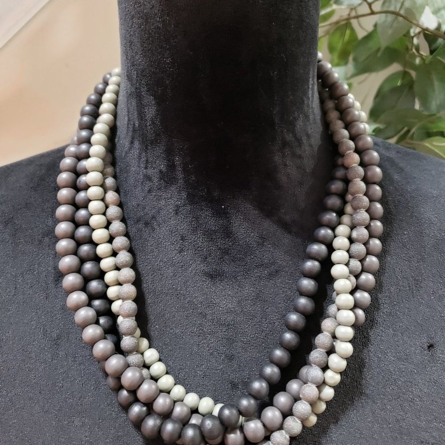 Womens Fashion Bone Beads Hand Made Multi Strand Necklace with Lobster Clasp